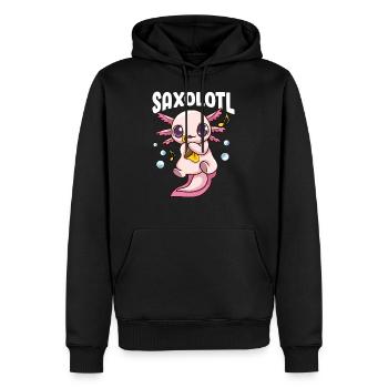 Netter u. Lustiger Saxolotl Entzückender Saxophon, der Axolotl spielt - Männer Premium Bio Hoodie - Schwarz - Vorne - Nico (187cm)