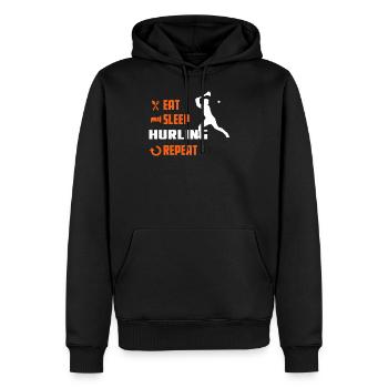 EAT SLEEP HURLING - Interest Shirt - Männer Premium Bio Hoodie - Schwarz - Vorne - Nico (187cm)