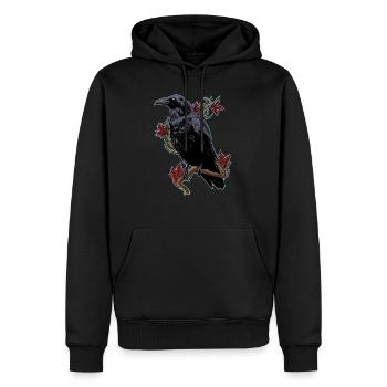 Rabe Krähe Vogel Schwarz Raubvogel Herbst Motiv - Männer Premium Bio Hoodie - Schwarz - Vorne - Nico (187cm)