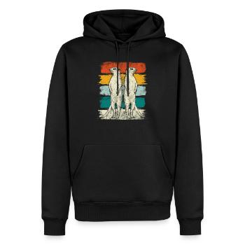 Retro Erdmännchen Tiere - Männer Premium Bio Hoodie - Schwarz - Vorne - Nico (187cm)
