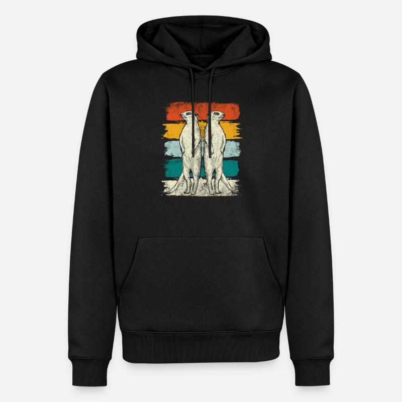 Animaux suricate rétro - Sweat à capuche Premium bio Homme - noir