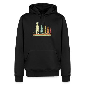 Retro Erdmännchen - Männer Premium Bio Hoodie - Schwarz - Vorne - Nico (187cm)