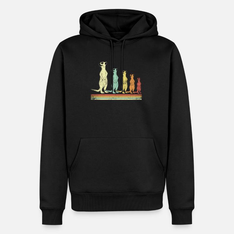 Retro Erdmännchen - Männer Premium Bio Hoodie - Schwarz