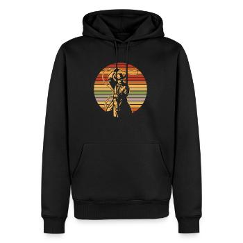 cow-boy - Sweat à capuche Premium bio Homme - noir - Devant - Nico (187cm)