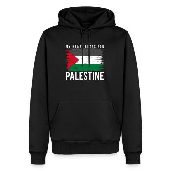 Coeur de Palestine - Sweat à capuche Premium bio Homme - noir - Devant - Nico (187cm)
