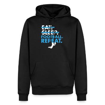 Good Eat Sleep Football Repeat T-Shirt - Männer Premium Bio Hoodie - Schwarz - Vorne - Nico (187cm)