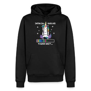 Installation des muscles, veuillez patienter Chemise Funny Unicorn - Sweat à capuche Premium bio Homme - noir - Devant - Nico (187cm)