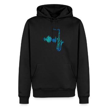 Saxophon musicien jazz - Sweat à capuche Premium bio Homme - noir - Devant - Nico (187cm)