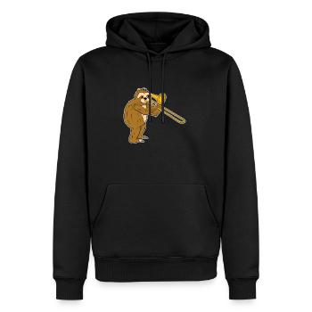 Posaune Faultier Musik - Männer Premium Bio Hoodie - Schwarz - Vorne - Nico (187cm)