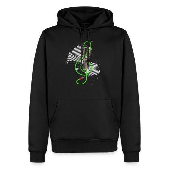 Retro Mikrofon Vintage Karaoke Sänger Podcast DJ - Männer Premium Bio Hoodie - Schwarz - Vorne - Nico (187cm)