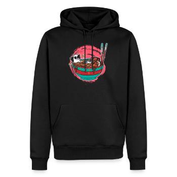 Chats Anime Kawaii Chats Ramen nouilles manga - Sweat à capuche Premium bio Homme - noir - Devant - Nico (187cm)