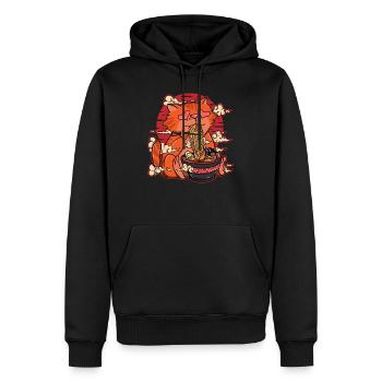 Chat Ramen Nudelsuppe Manga Anime Kawaii - Sweat à capuche Premium bio Homme - noir - Devant - Nico (187cm)