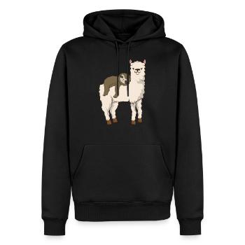 Paresseux Lama Lama Adorable Lama Fluffy & Sloth - Sweat à capuche Premium bio Homme - noir - Devant - Nico (187cm)