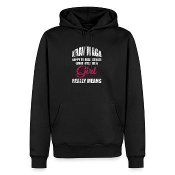 Fille de Krav Maga - Sweat à capuche Premium bio Homme - noir - Devant - Nico (187cm)