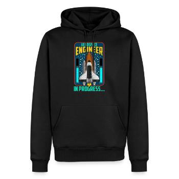 Luft- und Raumfahrtingenieur in Bearbeitung… Raumschiffrakete - Männer Premium Bio Hoodie - Schwarz - Vorne - Nico (187cm)