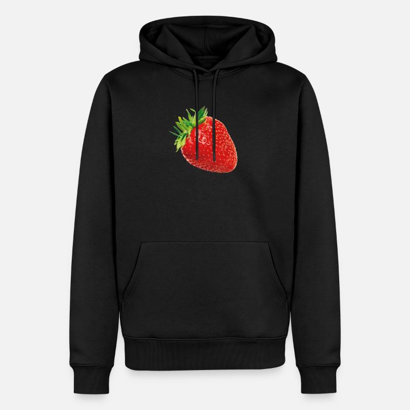 Erdbeere - Männer Premium Bio Hoodie - Schwarz