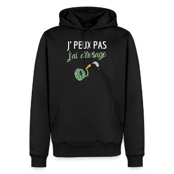 Je peux pas j'ai arrosage humour jardinage - Sweat à capuche Premium bio Homme - noir - Devant - Nico (187cm)