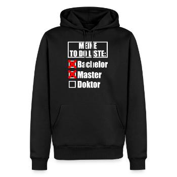 Student Masterarbeit Promotion Lustiger Spruch - Männer Premium Bio Hoodie - Schwarz - Vorne - Nico (187cm)