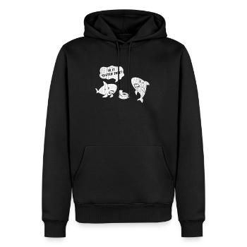 Gluten free shark - Men’s Premium Organic Hoodie - black - Front - Nico (187cm)