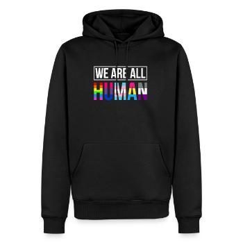 Transgenre gay LGBTQ - Sweat à capuche Premium bio Homme - noir - Devant - Nico (187cm)