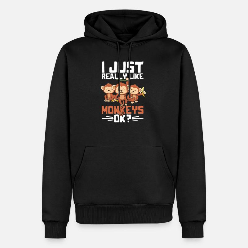 Affe Tiere - Männer Premium Bio Hoodie - Schwarz