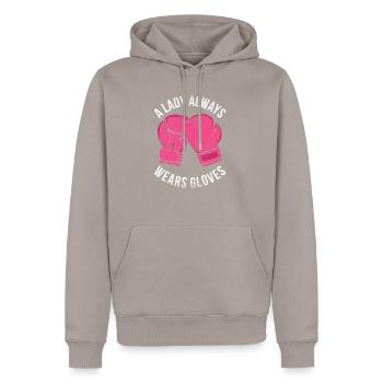 Muay Thai - Sweat à capuche Premium bio Homme - taupe - Devant - Nico (187cm)
