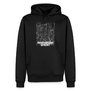 Stadtplan und Straßen im Zentrum von Straight Outta Ghent - Männer Premium Bio Hoodie - Schwarz - Vorne - Nico (187cm)