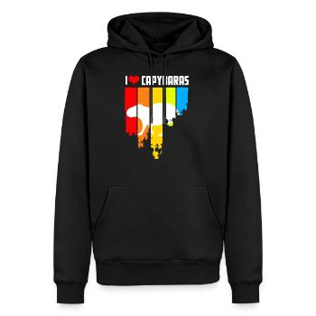 Retro Capybara Design - Männer Premium Bio Hoodie - Schwarz - Vorne - Nico (187cm)