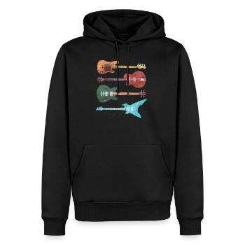 Musique rock guitare basse - Sweat à capuche Premium bio Homme - noir - Devant - Nico (187cm)
