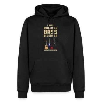 Musicien de musique rock guitare basse - Sweat à capuche Premium bio Homme - noir - Devant - Nico (187cm)