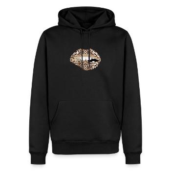 Sexy fashion leopard cheetah design with mouth lips - Men’s Premium Organic Hoodie - black - Front - Nico (187cm)