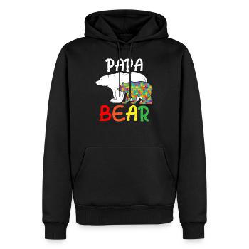 Papa Bear - Père autiste unique en charge de l'autisme - Sweat à capuche Premium bio Homme - noir - Devant - Nico (187cm)