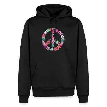 Frieden Blumen - Männer Premium Bio Hoodie - Schwarz - Vorne - Nico (187cm)