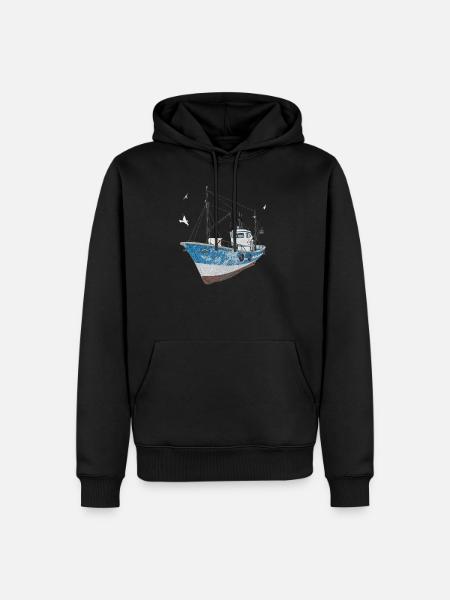 Fischkutter mit Seemöwen - Männer Premium Bio Hoodie - Schwarz