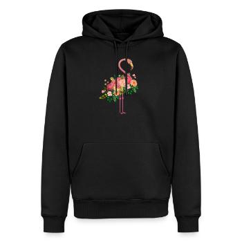 Oiseau flamant rose - Sweat à capuche Premium bio Homme - noir - Devant - Nico (187cm)
