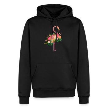Fleurs de flamant rose - Sweat à capuche Premium bio Homme - noir - Devant - Nico (187cm)