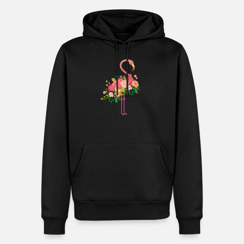 Flamingo Blumen - Männer Premium Bio Hoodie - Schwarz