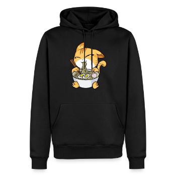 Kawaii Cat Ramen Bowl Funny Anime Noodles Kitty - Sweat à capuche Premium bio Homme - noir - Devant - Nico (187cm)