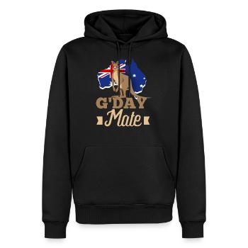 Känguru Australische Flagge G'Day Mate - Hallo - Männer Premium Bio Hoodie - Schwarz - Vorne - Nico (187cm)
