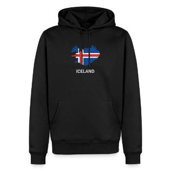 Island (Insel) Landkarte & Flagge - Männer Premium Bio Hoodie - Schwarz - Vorne - Nico (187cm)
