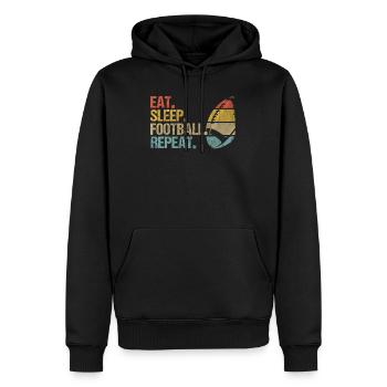 Eat Sleep Football Repeat Rugby Vintage Retro - Männer Premium Bio Hoodie - Schwarz - Vorne - Nico (187cm)
