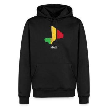 Carte et drapeau du pays du Mali - Sweat à capuche Premium bio Homme - noir - Devant - Nico (187cm)