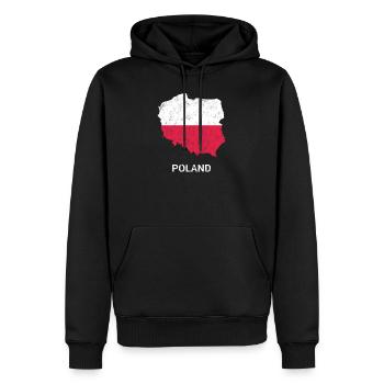 Carte et drapeau de la Pologne (Polska) - Sweat à capuche Premium bio Homme - noir - Devant - Nico (187cm)