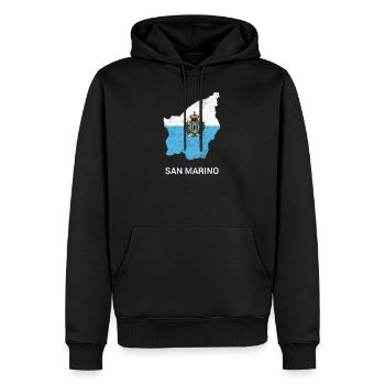 San Marino Landkarte & Flagge - Männer Premium Bio Hoodie - Schwarz - Vorne - Nico (187cm)