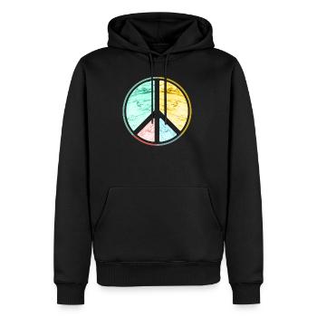 Frieden Hippie - Männer Premium Bio Hoodie - Schwarz - Vorne - Nico (187cm)