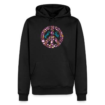 Frieden Flower Power - Männer Premium Bio Hoodie - Schwarz - Vorne - Nico (187cm)