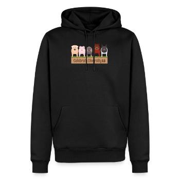Gift for Pig Lovers | Funny Celebrate Diversity - Men’s Premium Organic Hoodie - black - Front - Nico (187cm)