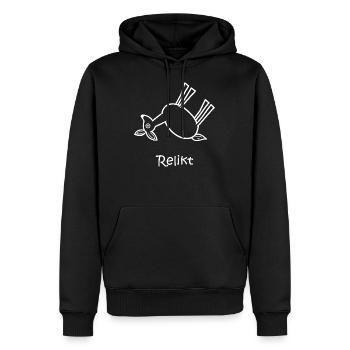 relikt, reh liegt, lustiges Reh, Reliquie - Männer Premium Bio Hoodie - Schwarz - Vorne - Nico (187cm)