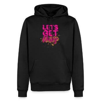 Chemises Mud Run pour femme Rose | Filles Pink Mud Run - Sweat à capuche Premium bio Homme - noir - Devant - Nico (187cm)