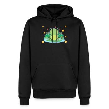 grenouille - Sweat à capuche Premium bio Homme - noir - Devant - Nico (187cm)